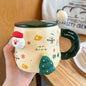 Good-looking Ceramic With Cover Spoon Hand Gift Couple Coffee Cup