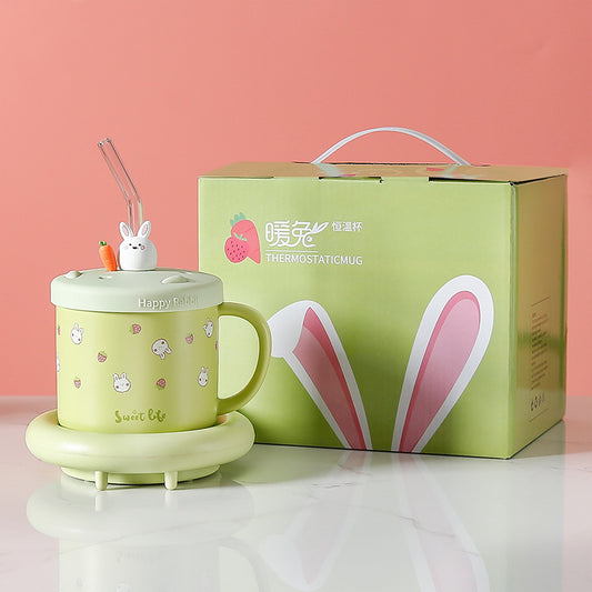 55 Degree Warm Cup Creative Ceramic Mug With Lid Insulation