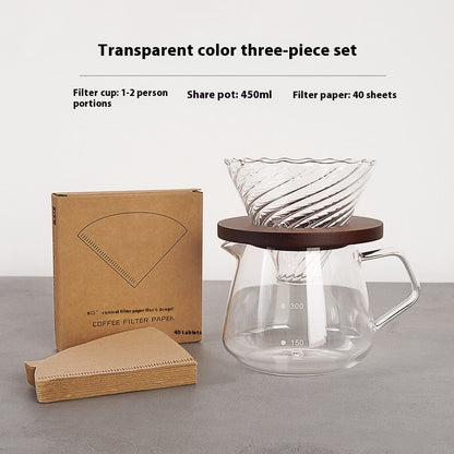 Handmade Coffee Dripper with Borosilicate Glass Filter Cup Set