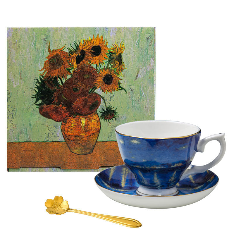 Van Gogh Coffee Cup Gift Box – Elegant Bone China Mug for Home Use