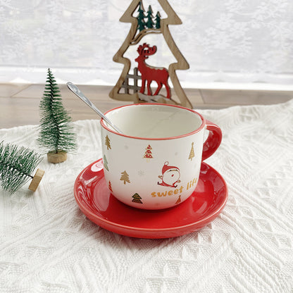 Christmas Gift Ceramic Coffee Cup Plate