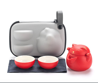 Tea Set Portable - Pot And Two Cups Outdoor Storage Bag
