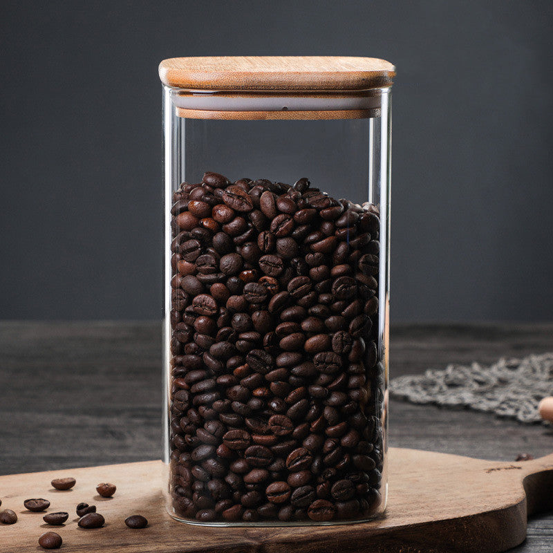 Square Glass Storage Jar - Airtight Transparent Glass Jar for Kitchen Organization