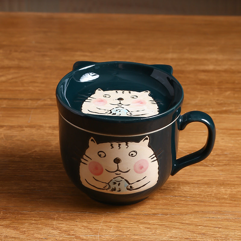 Ceramic Cup Gift Set with Lid, Large Capacity and Spoon Set in Gift Box