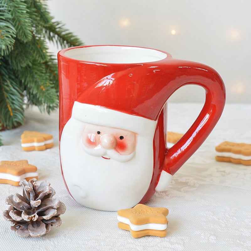 Stereoscopic Ceramic Large Capacity Handle Christmas Mug