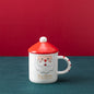 Christmas Mug With Lid Spoon Snowman Ceramic Mug