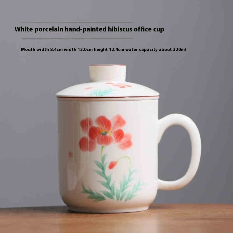 Hand Painted Fusang Mug with Lid - Unique Artisan Ceramic Household Drinkware