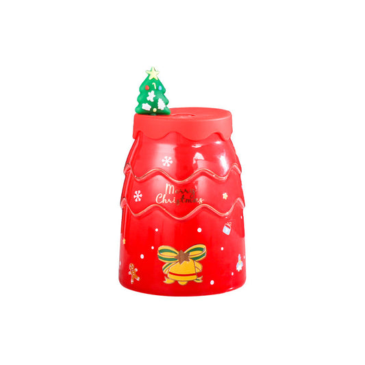 Christmas Ceramic Cup With Lid And Straw Large Capacity Mug