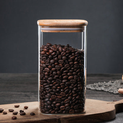 Square Glass Storage Jar - Airtight Transparent Glass Jar for Kitchen Organization