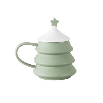 Creative Large Christmas Tree Ceramic Mug With Lid