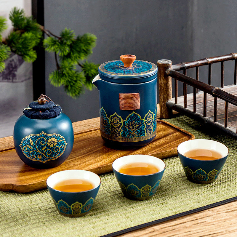 Ceramic Portable Travel Tea Set Gift Box