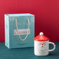 Christmas Mug With Lid Spoon Snowman Ceramic Mug