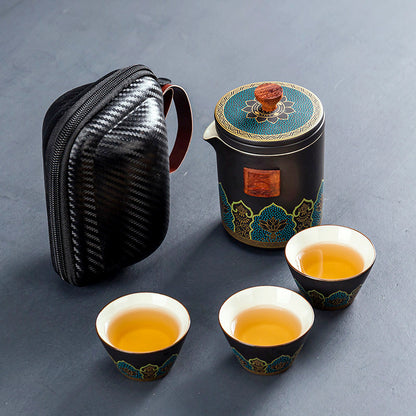 Ceramic Portable Travel Tea Set Gift Box