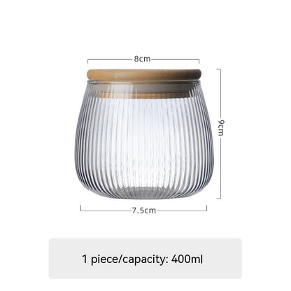 Vertical Bamboo Glass Storage Jar with Airtight Seal for Effortless Organization