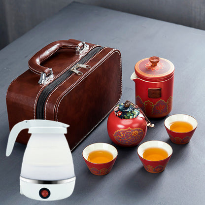Ceramic Portable Travel Tea Set Gift Box