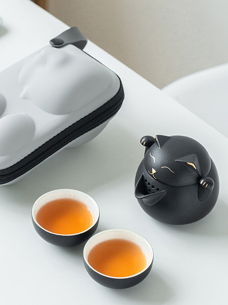Tea Set Portable - Pot And Two Cups Outdoor Storage Bag